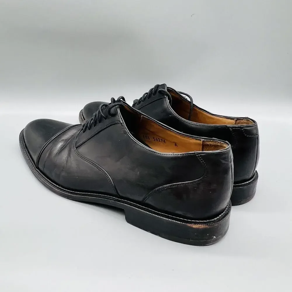Alan Payne Shoes Mens 10.5 Black Leather Cap Toe Oxford Dress Classic Slip On